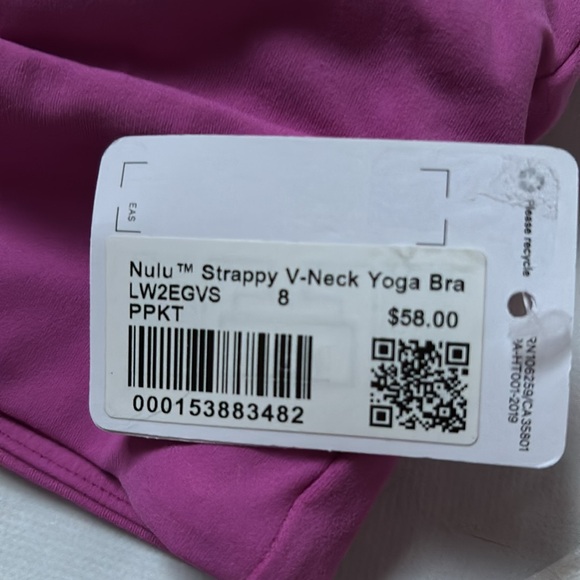 LULULEMON NULU STRAPPY V-NECK YOGA BRA IN POW PINK TONE SZ 8,10 NWT - Picture 6 of 9